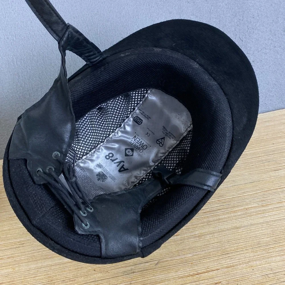 Charles Owen Ayr 8 Riding Helmet Black & Silver Size 7 57 cm Used READ - Picture 9 of 13